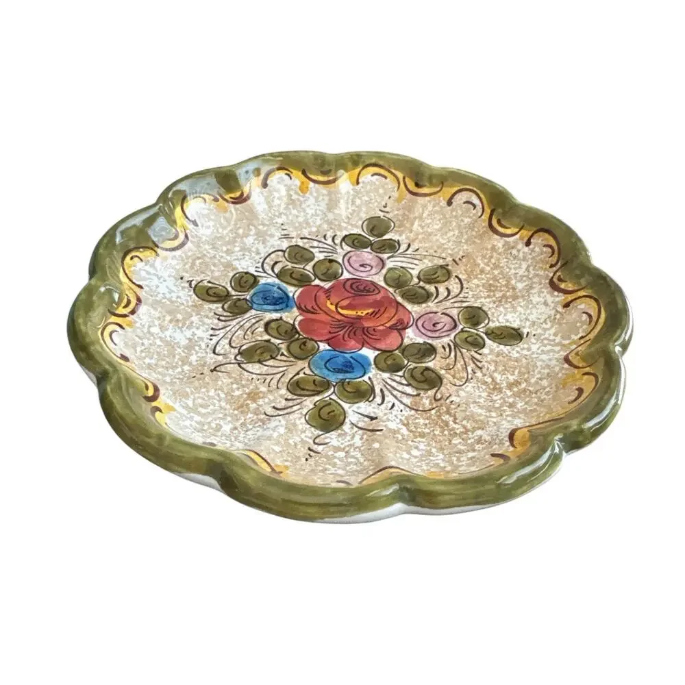 Vintage Deruta Italy Hand Painted Floral Dish Bowl